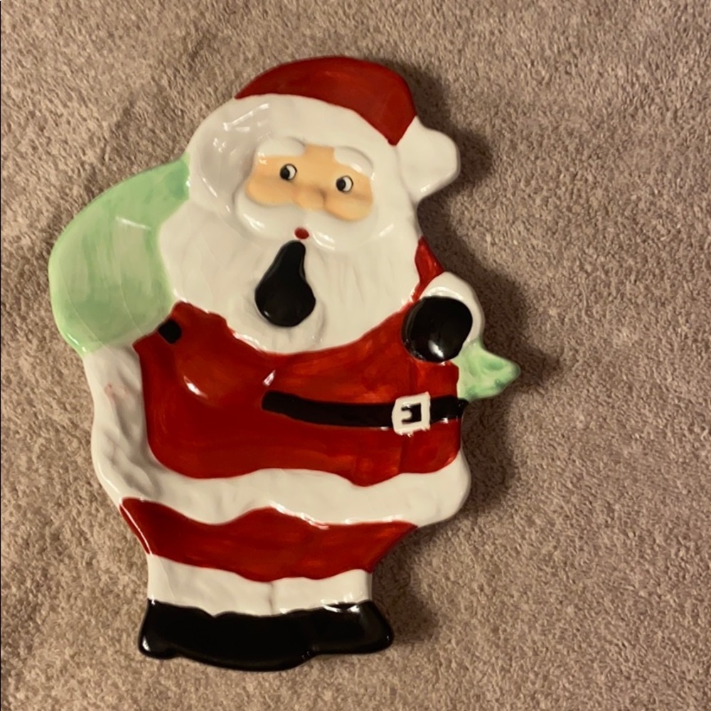Santa Shaped Christmas Cookie‎ Plate 9x7